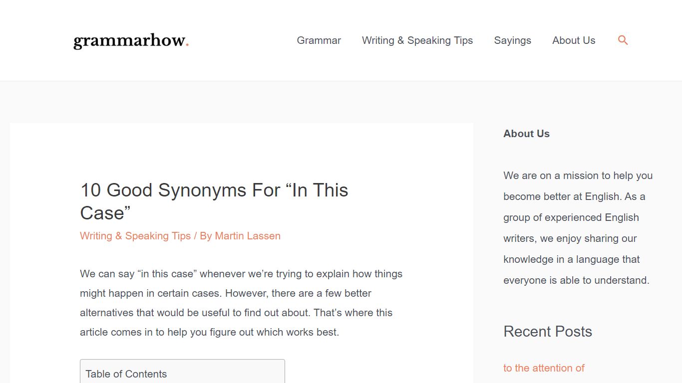 10 Good Synonyms For "In This Case" - Grammarhow