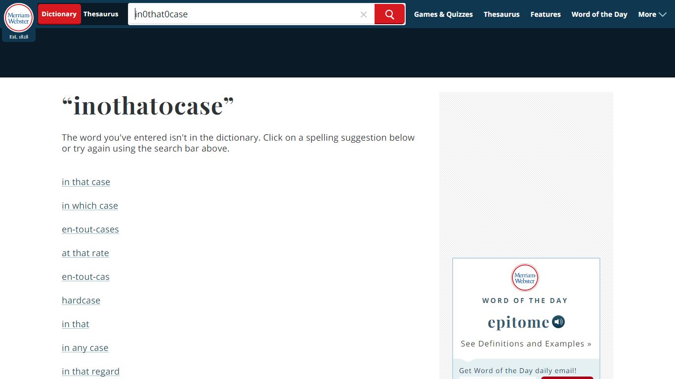 In that case Definition & Meaning - Merriam-Webster
